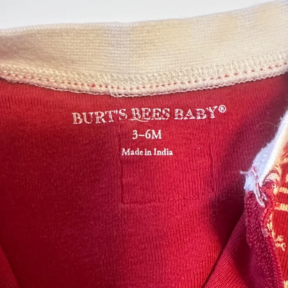Burt's Bees Baby Red and Cream Patterned Footie